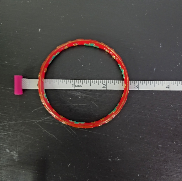 Vintage Red Cloisonne Bangle Bracelet - Picture 5 of 8